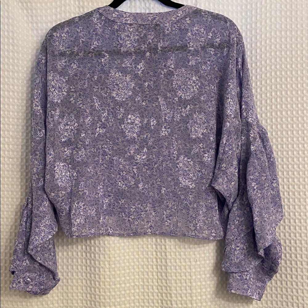 Zara Lavender Floral Ruffle Blouse - Picture 4 of 5